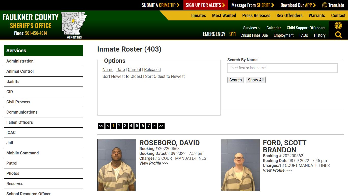 Inmate Roster - Faulkner County Sheriff's Office